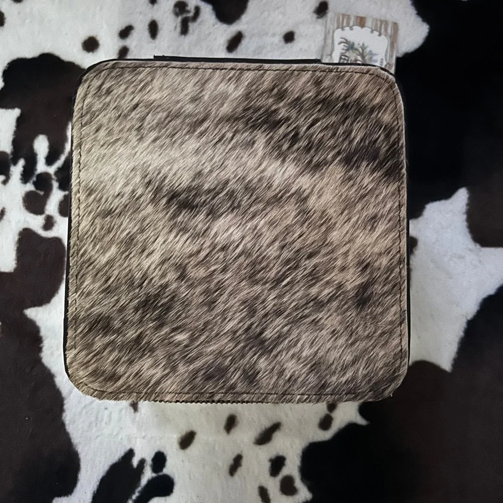Jewelry Travel Organizer Case New‎ Genuine Cowhide Leather Black Brown Western